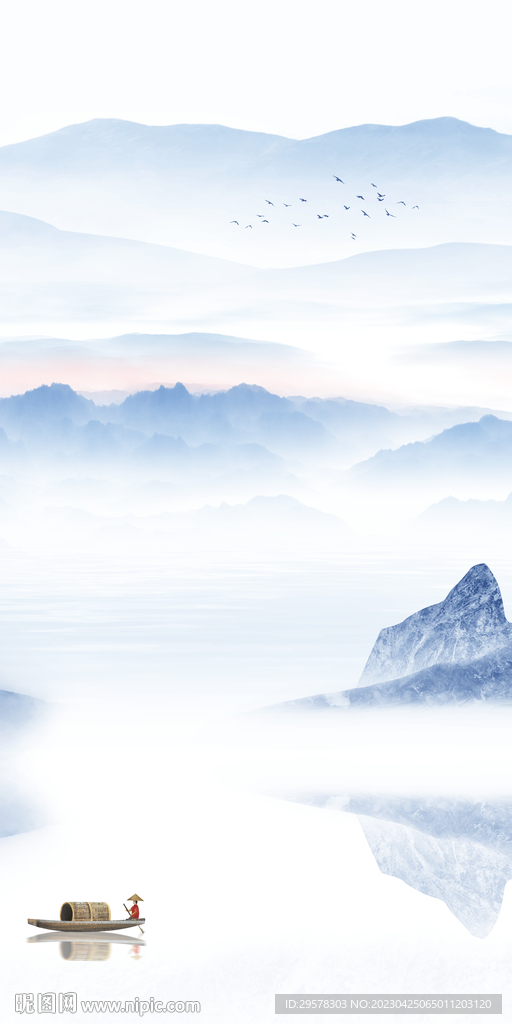 爆款 简约山水玄关 TIf分层