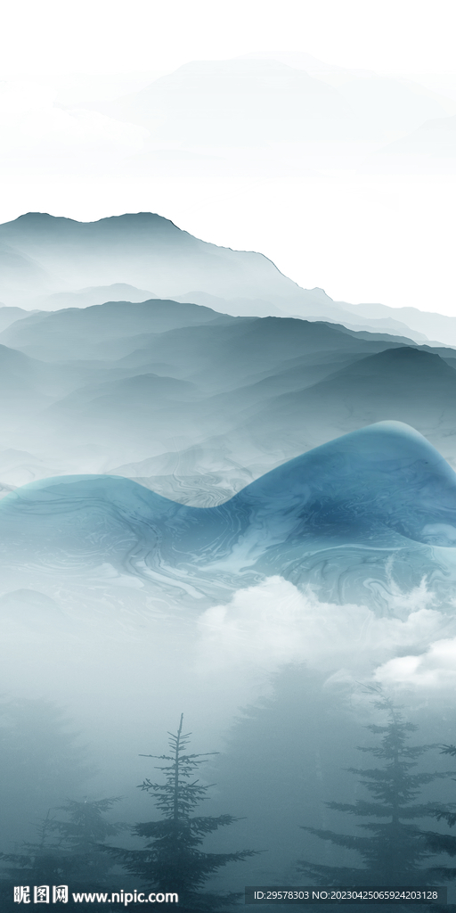 新品 简约山水玄关 TIf分层