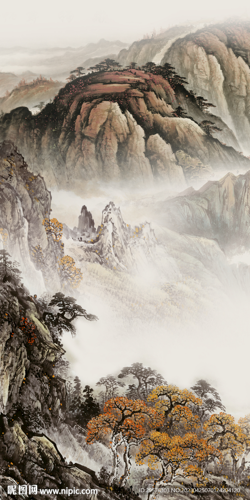 高端 简约山水玄关 TIf分层