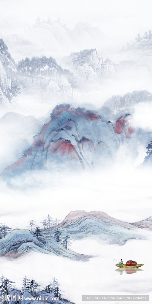 高清 简约山水玄关 TIf分层