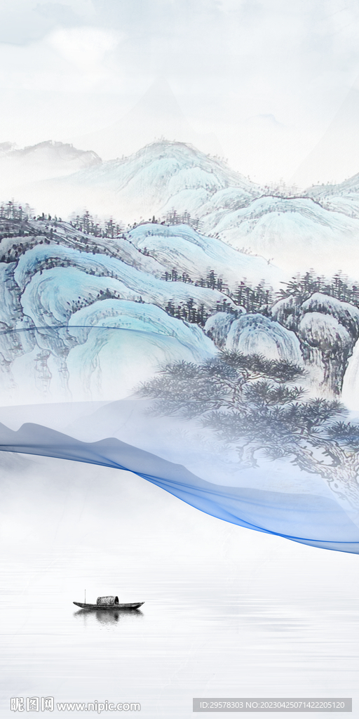 人气 简约山水玄关 TIf分层