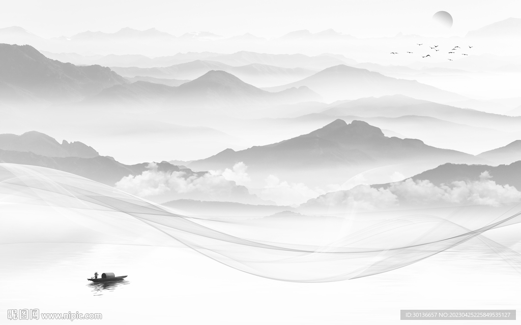 大气 简约灰色山水 tif分层