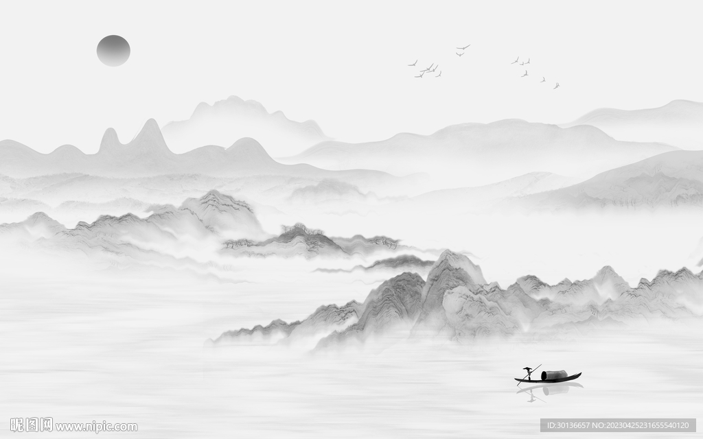 意境 灰色高档山水 tif分层