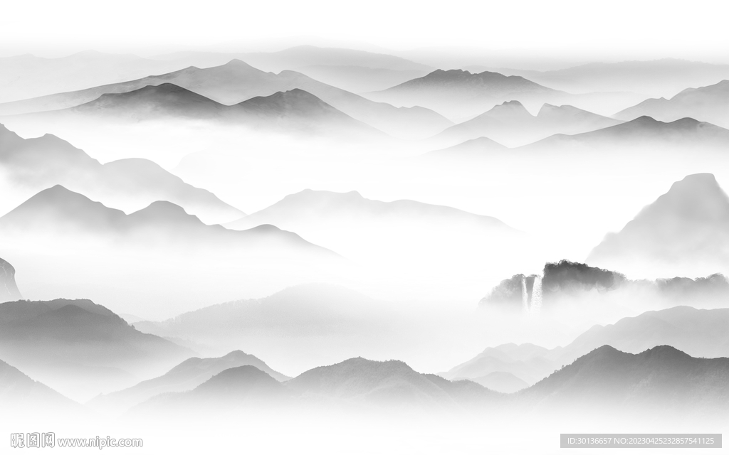 高雅 灰色高档山水 tif分层