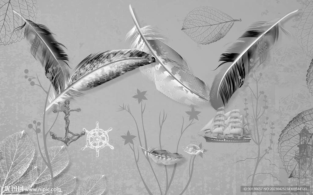 最 新灰色装饰画 TIF分层 