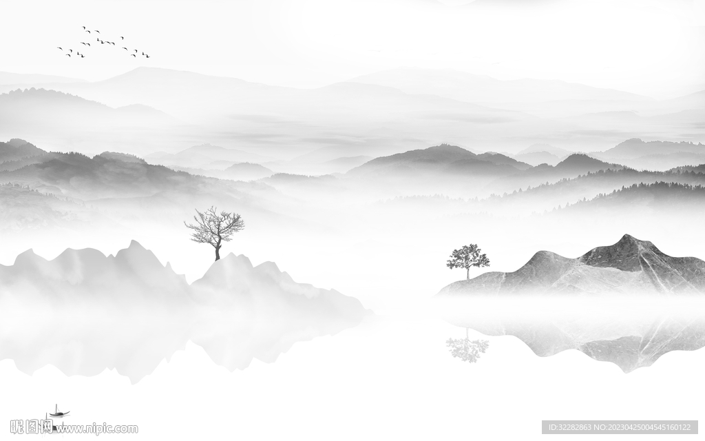 简约 高端灰色山水 tIF分层