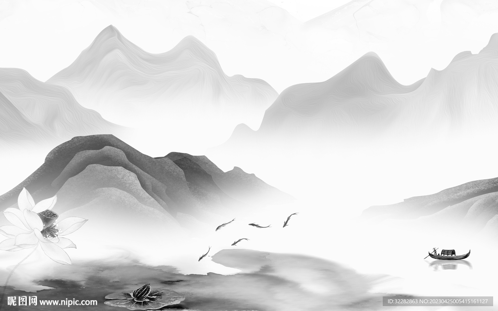 电视 高档灰山水画 tIF分层