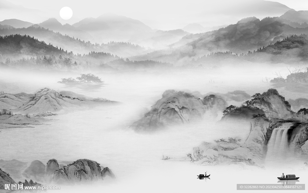 新款 高档灰山水画 tIF分层