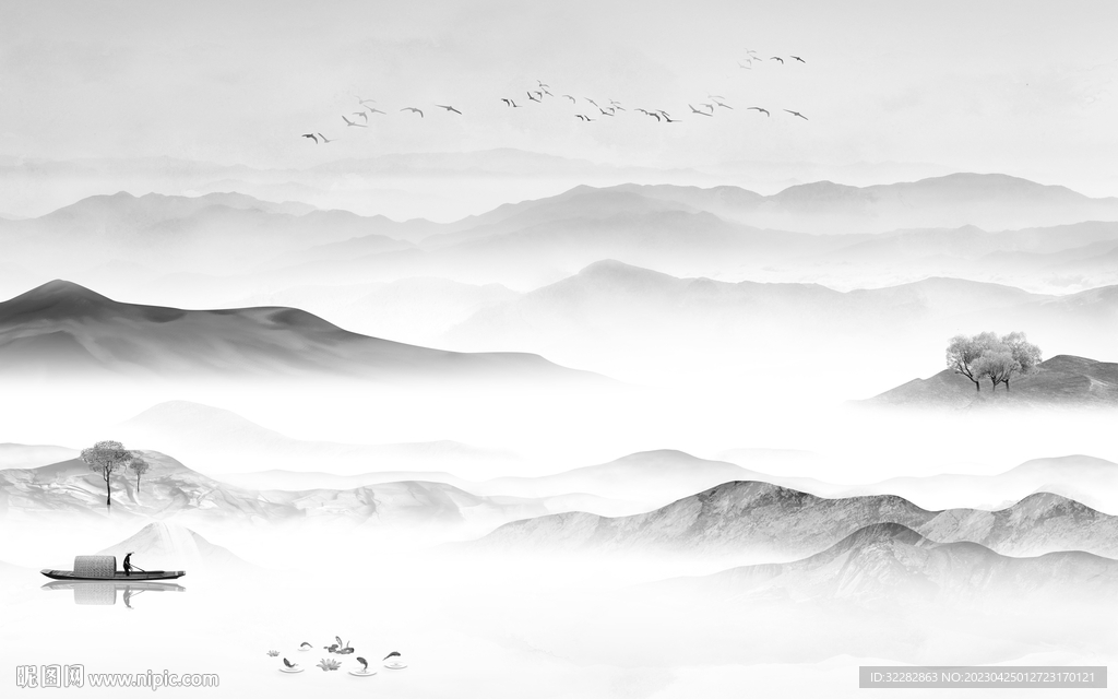 意境 高端灰色山水 tIF分层