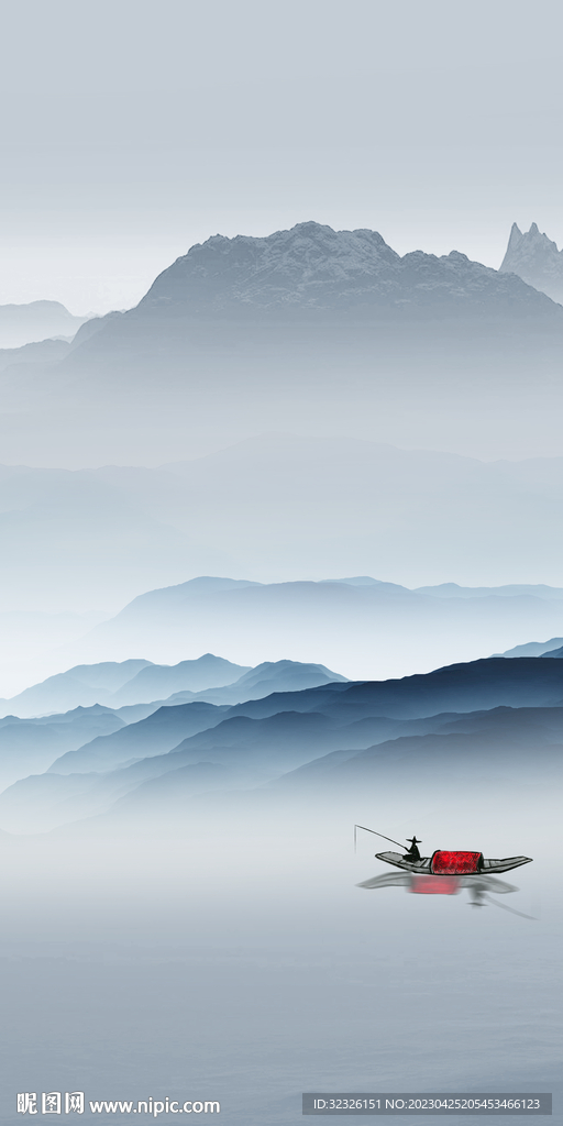 现代 高档玄关山水 tIF分层