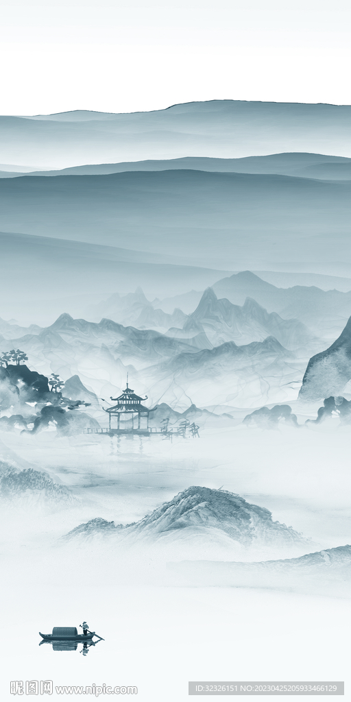 电视 现代玄关山水 tIF分层