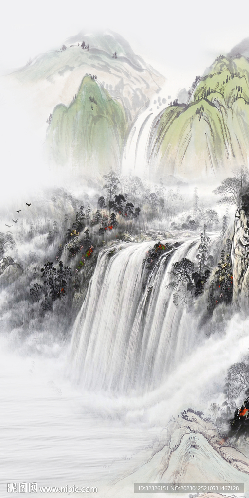 爆款 现代玄关山水 tIF分层