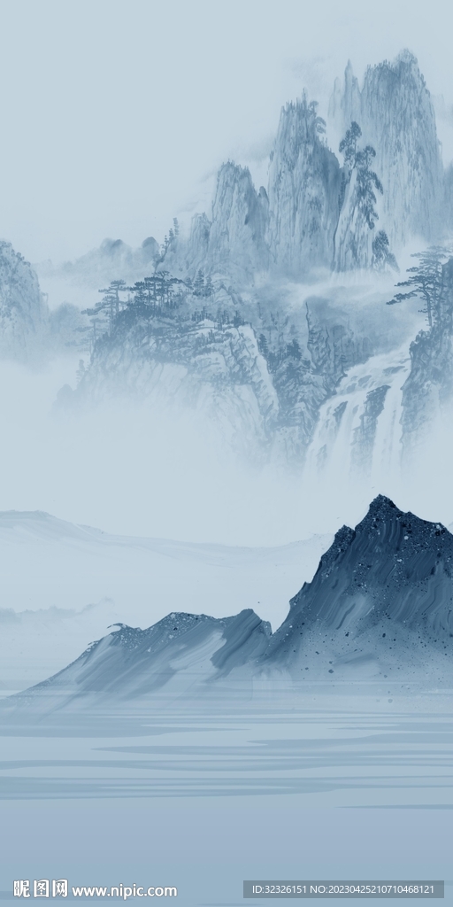 高端 现代玄关山水 tIF分层