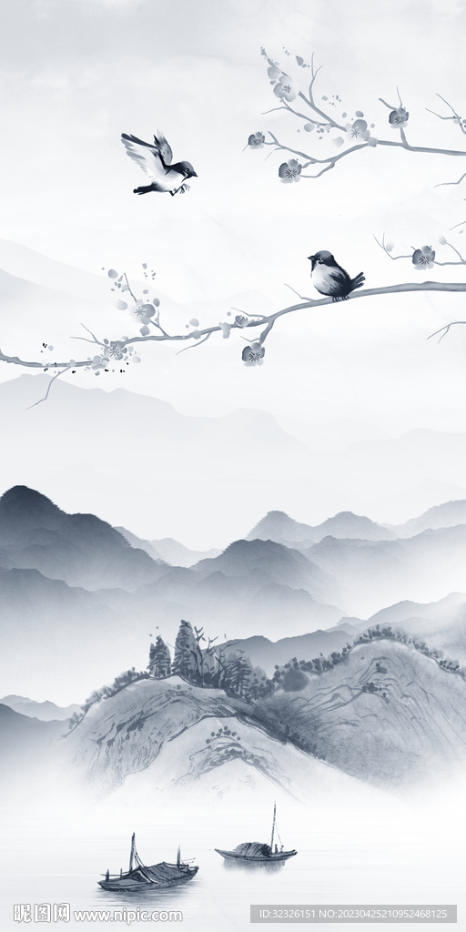 高档 现代玄关山水 tIF分层