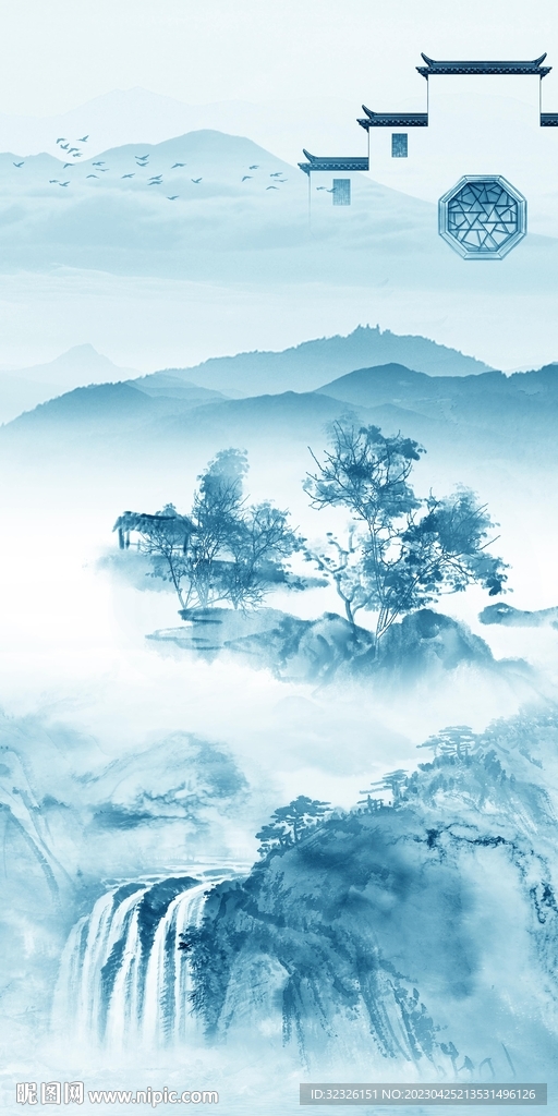 新款 山水中式玄关 tIf分层