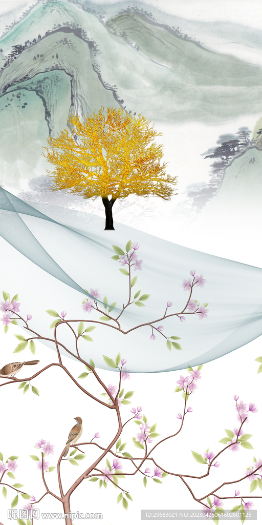 大气 清晰山水玄关 tiF分层