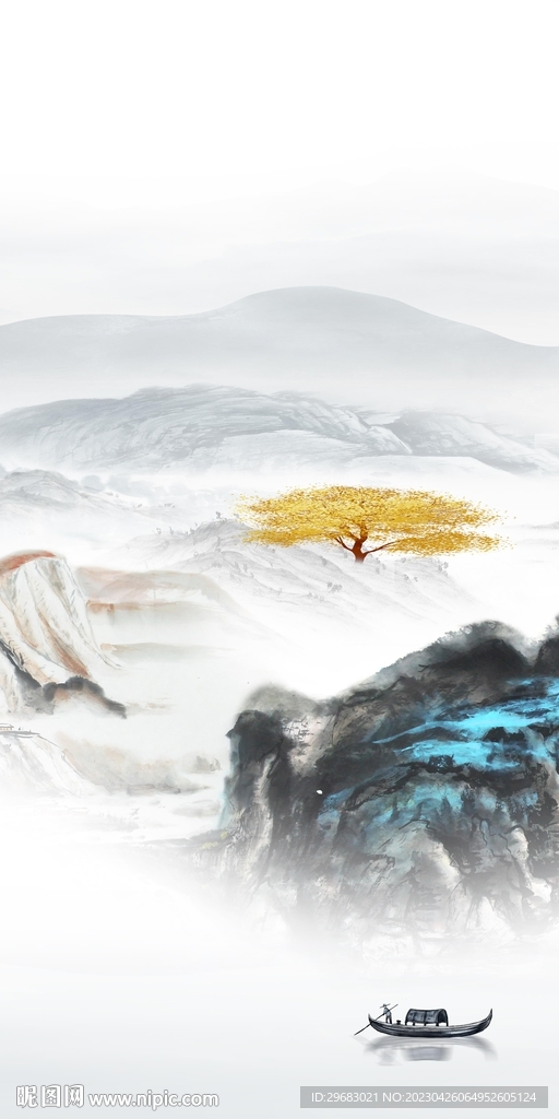 现代 山水意境玄关 tiF分层