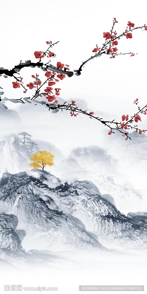 爆款 山水意境玄关 tiF分层