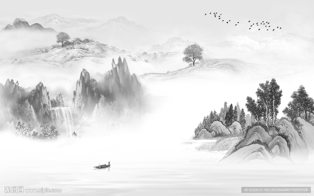 大气 新款灰色山水 tif分层