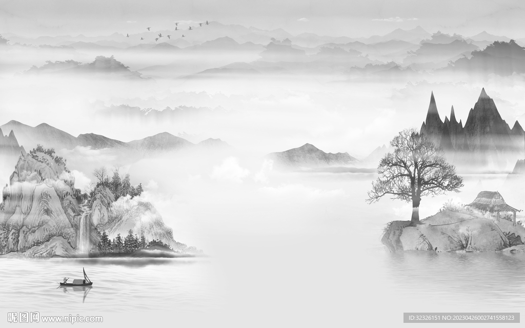 极简 灰色高清山水 tif分层