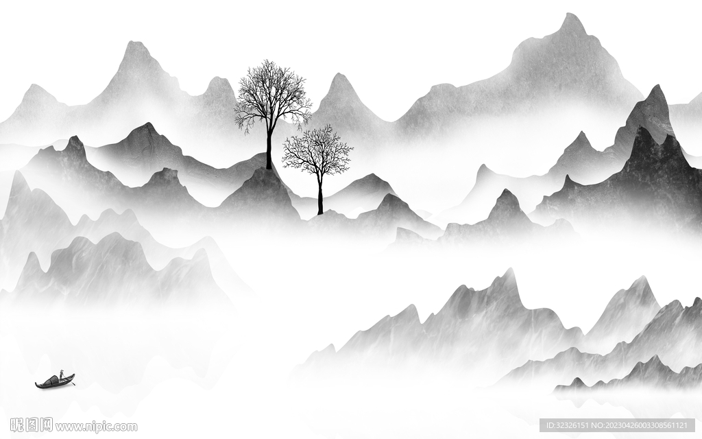 高雅 灰色高清山水 tif分层