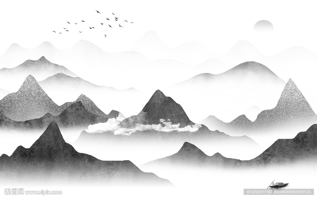  灰色高清山水 tif分层