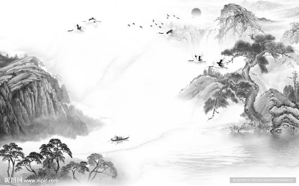 极简 中式高端山水 tif分层