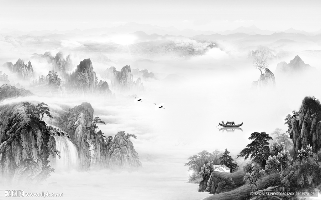 高档 中式高端山水 tif分层