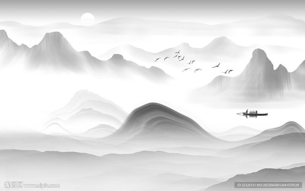 简约 中式高端山水 tif分层