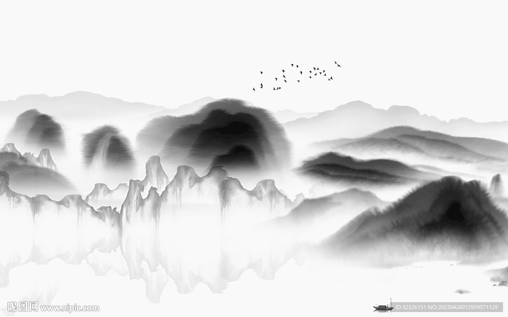 人气 中式高端山水 tif分层