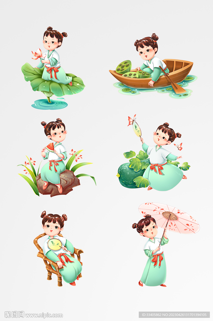 立夏古代古风卡通可爱儿童女孩