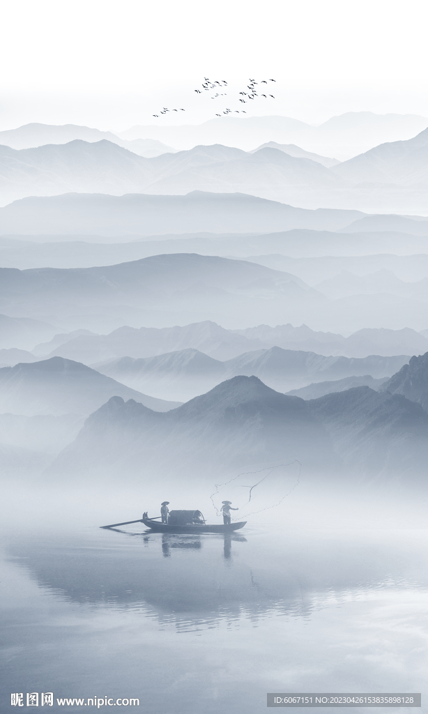 意境禅意水墨山水画