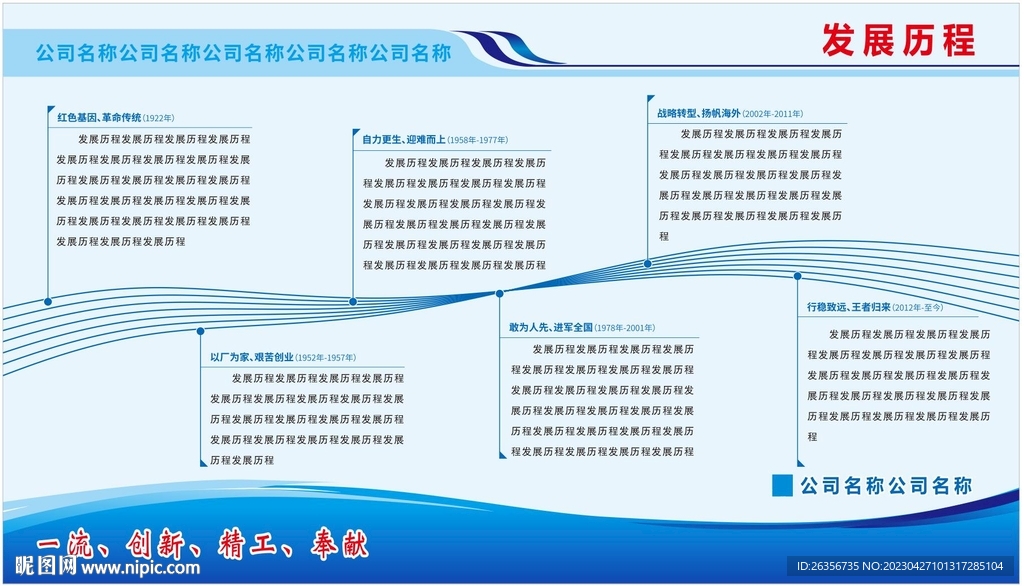 企业单位公司发展历程展板未转曲