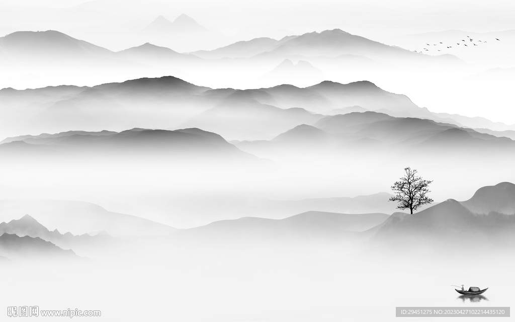 大气 高端灰色山水 Tif分层