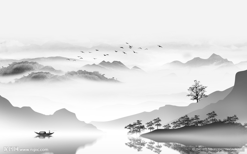 新品 灰色风景山水 TiF分层