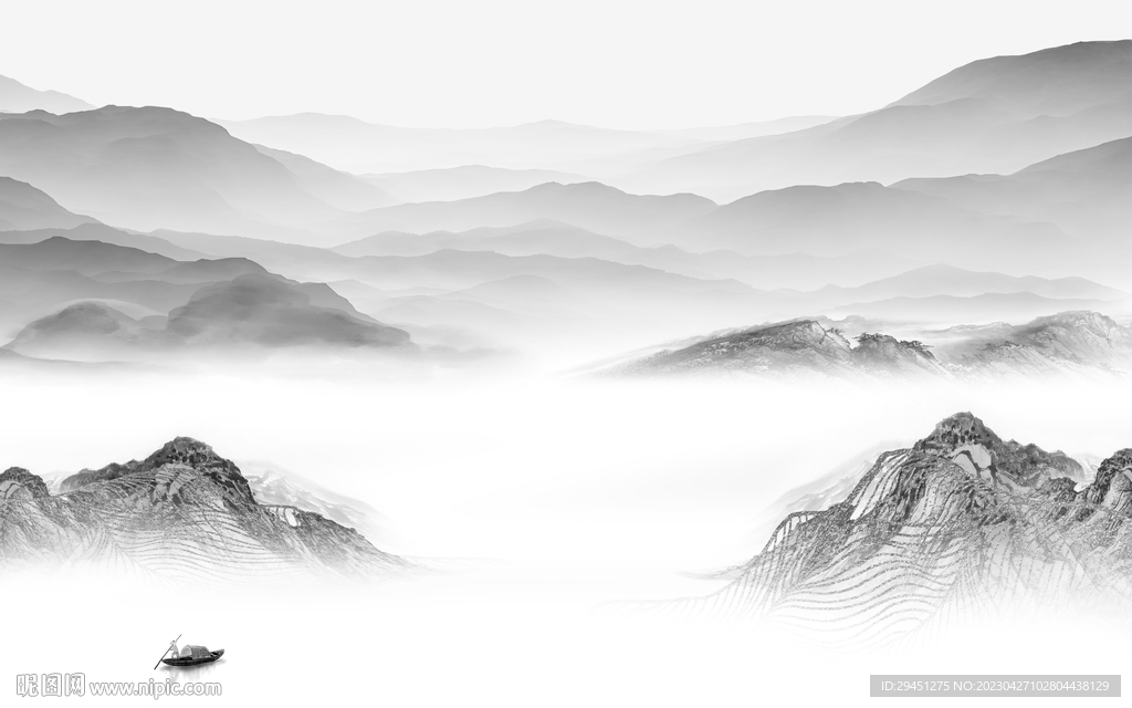 客厅 灰色风景山水 TiF分层