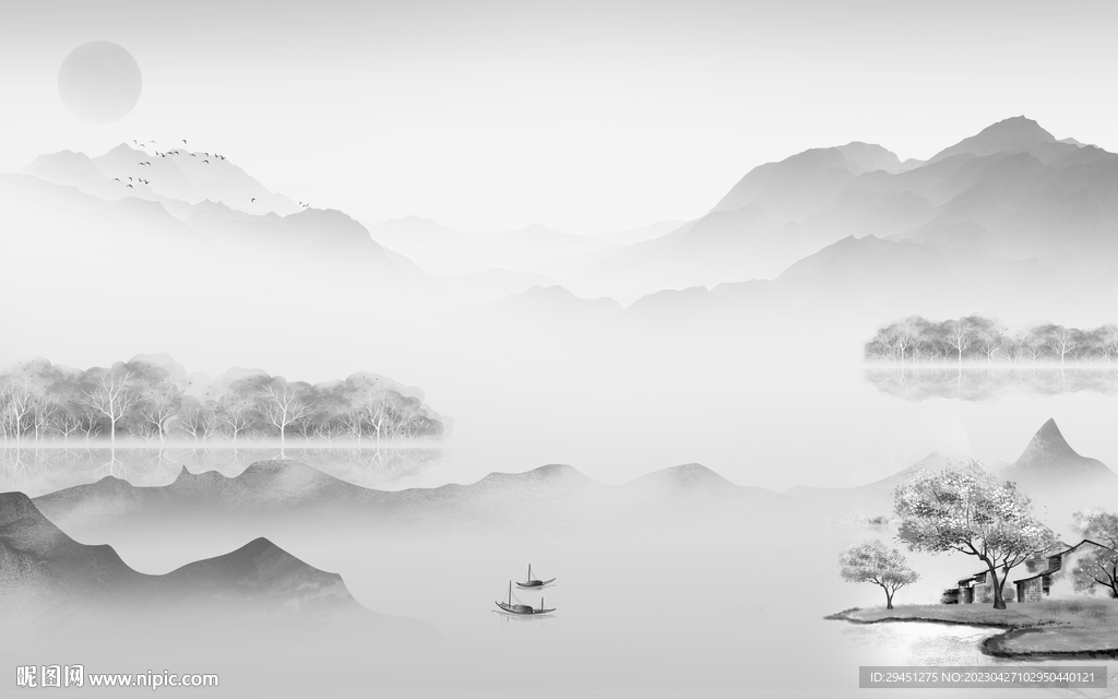 爆款 灰色风景山水 TiF分层