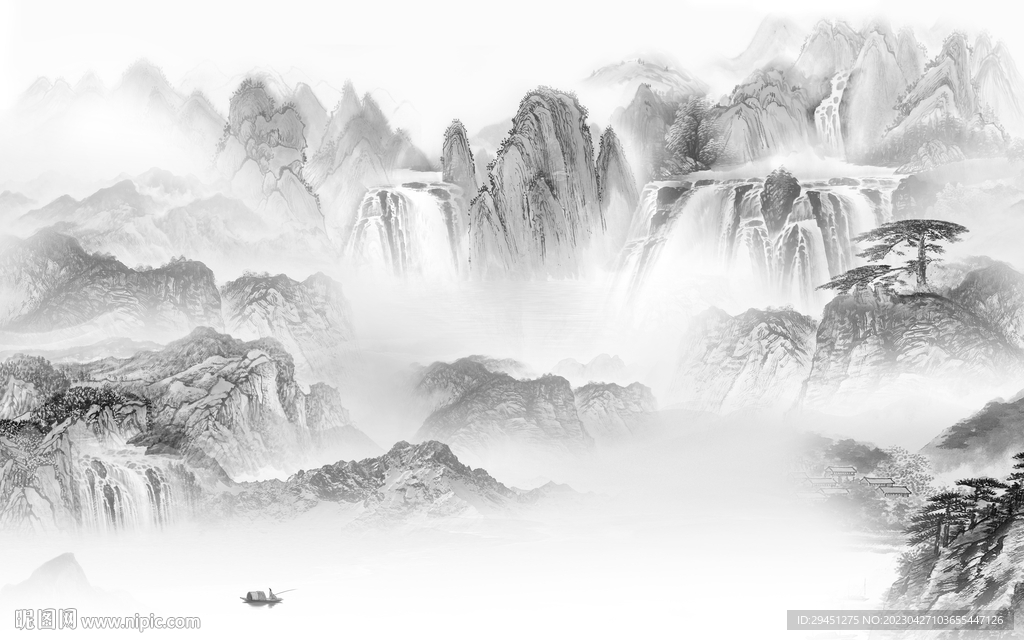 意境 灰色风景山水 TiF分层