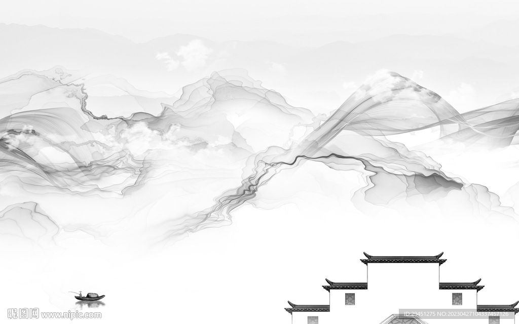 高清 灰色风景山水 TiF分层