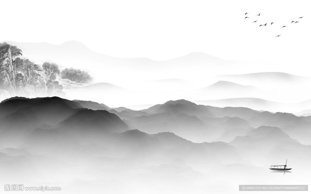 现代 灰色风景山水 TiF分层