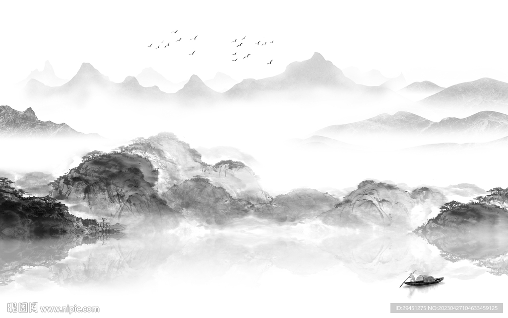 高雅 灰色风景山水 TiF分层