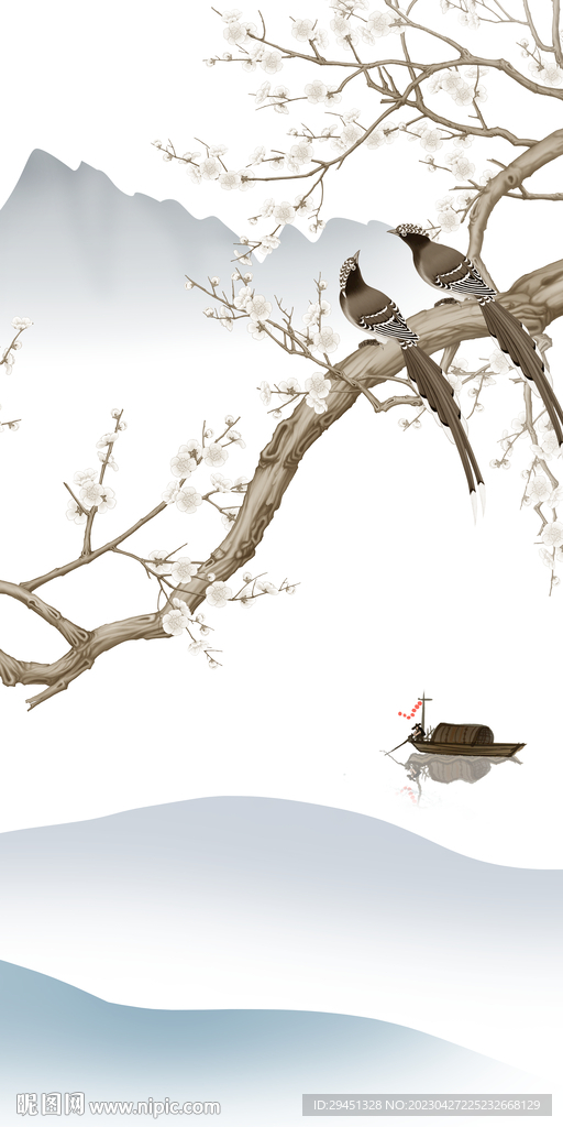 花鸟 中式新玄关画 TIf分层