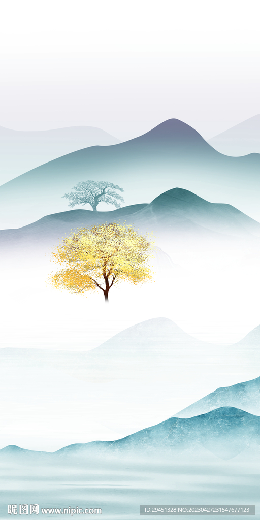 蓝色 新高档玄关画 TIf分层