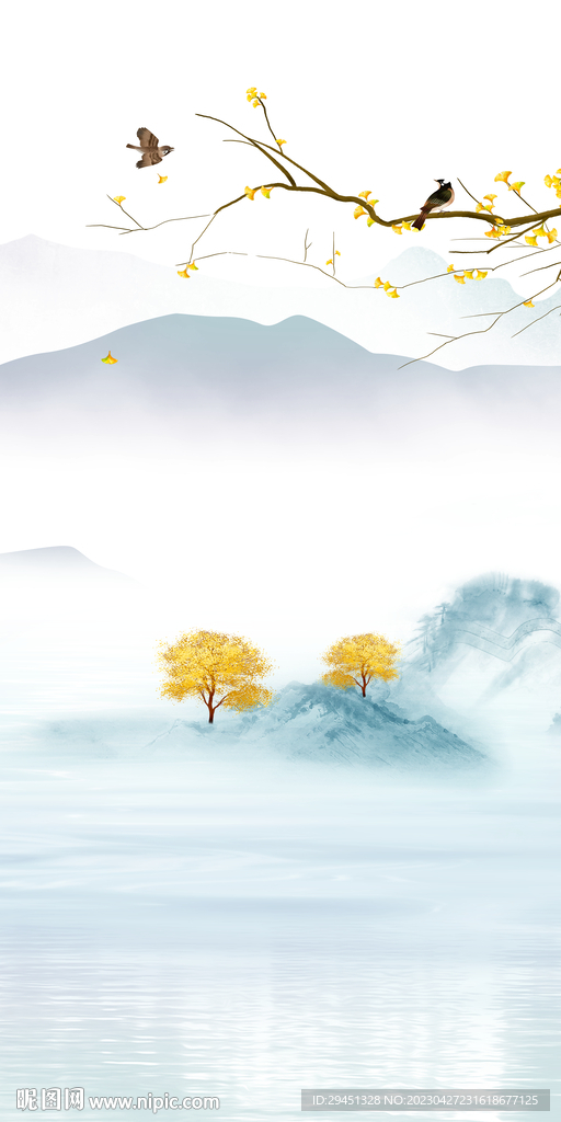 花鸟 新高档玄关画 TIf分层