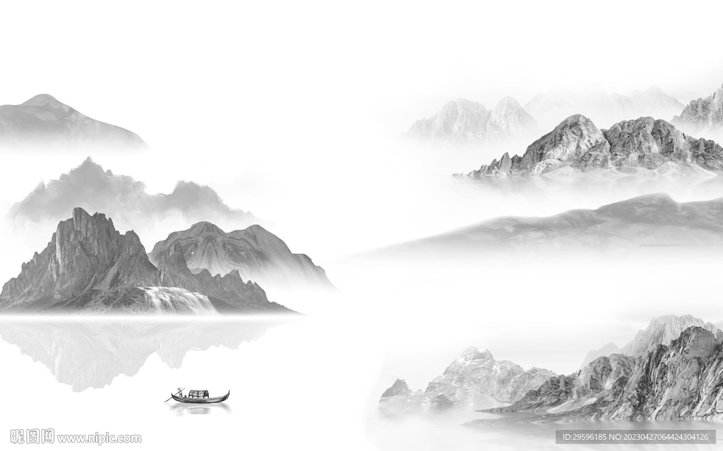 大气 意境灰色山水 TIF分层