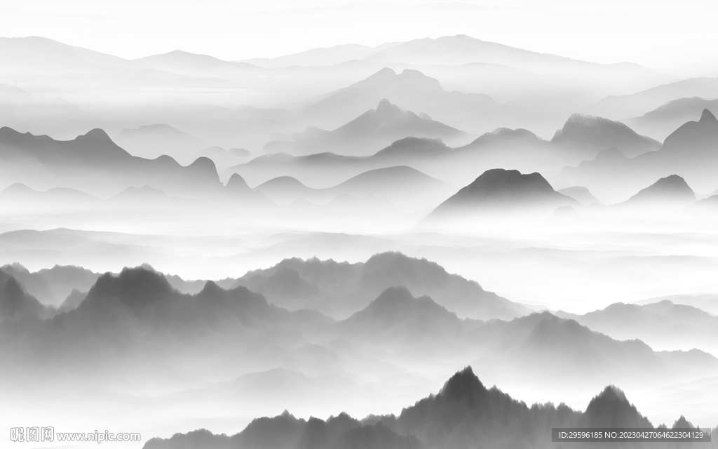 最新 客厅灰色山水 TIF分层