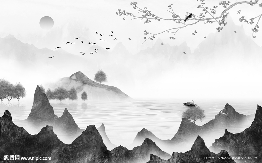 新款 客厅灰色山水 TIF分层