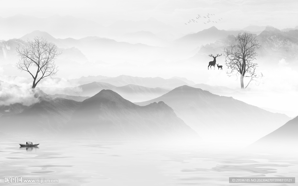 高端 灰色别墅山水 TIF分层