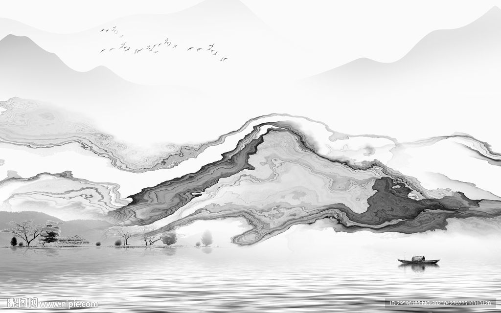 高雅 灰色别墅山水 TIF分层