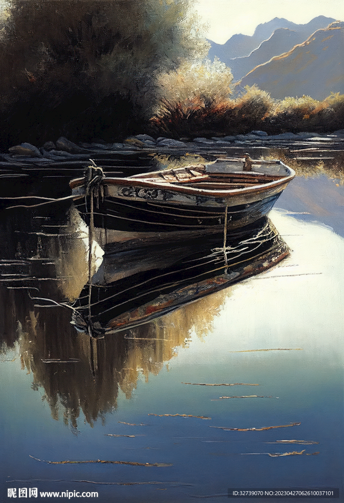 当代油画 江上晨曦